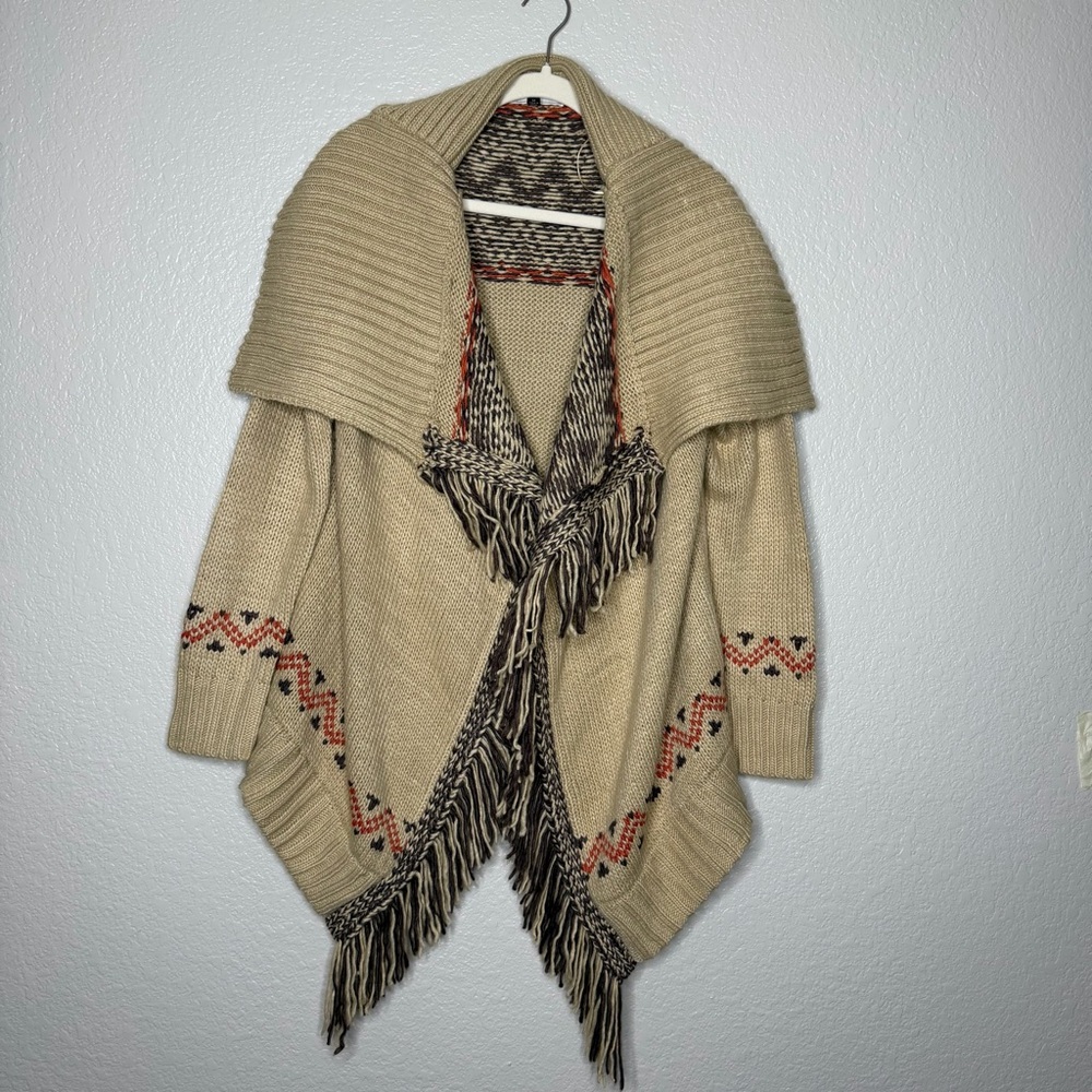Montana Co. Tribal Western Boho Print Wool Blend Cardigan Sweater Size Medium